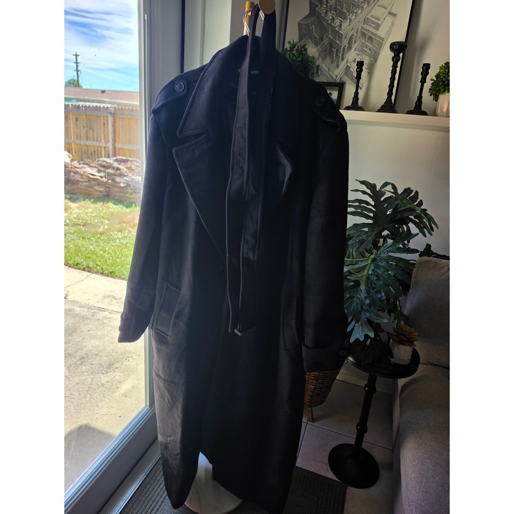 YAOBEI Mens 2XL Black Wool Blend Full Length Military Overcoat 8XL Asian